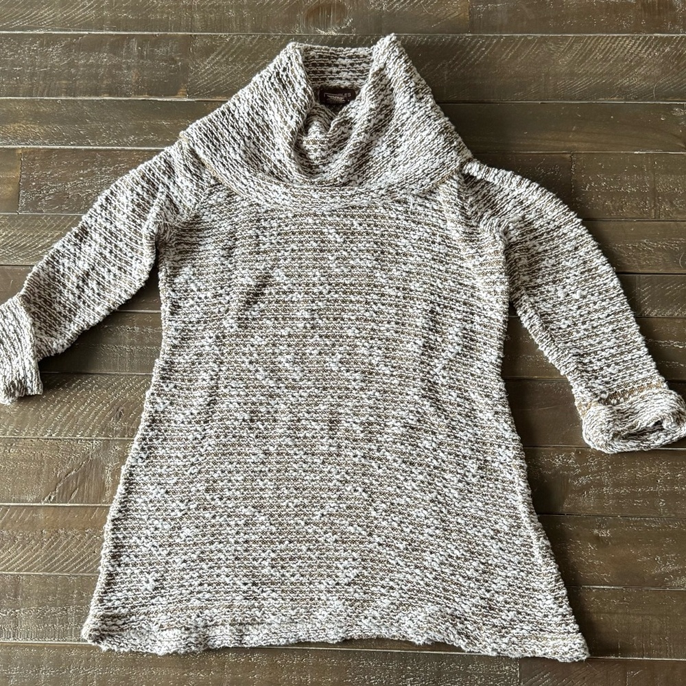 Multiples Gray Textured Cowl Neck Sweater